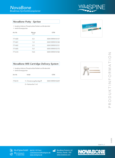 Novabone Produktblatt